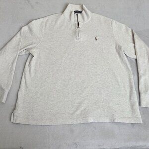 Polo Ralph Lauren Sweater Mens XL Gray Estate Rib Quarter Zip Knit Pullover  Rel